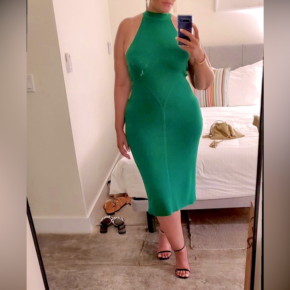 Green Bodycon midi dress, size L